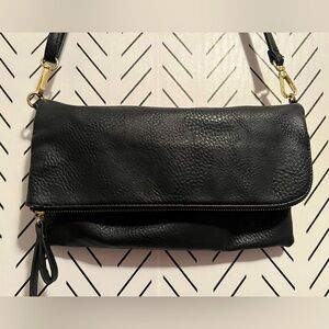 Charming Charlie Black Cross Body Faux Pebbled Leather Purse